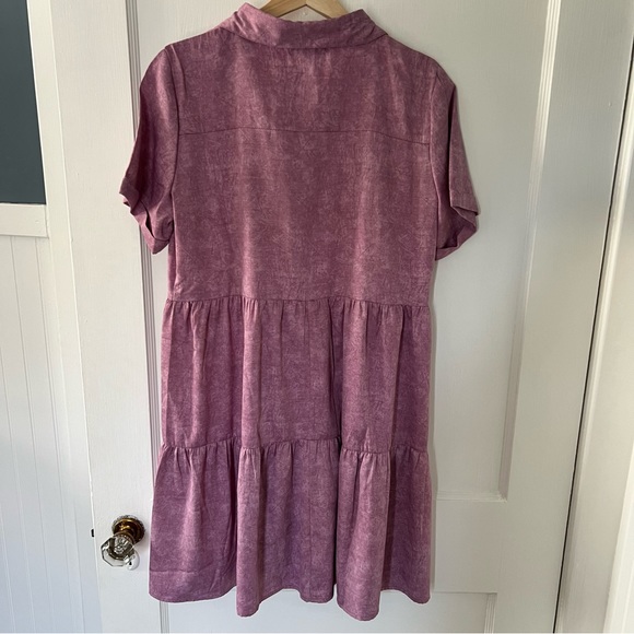Purple Qed London Button Up Baby doll dress - Picture 3 of 9